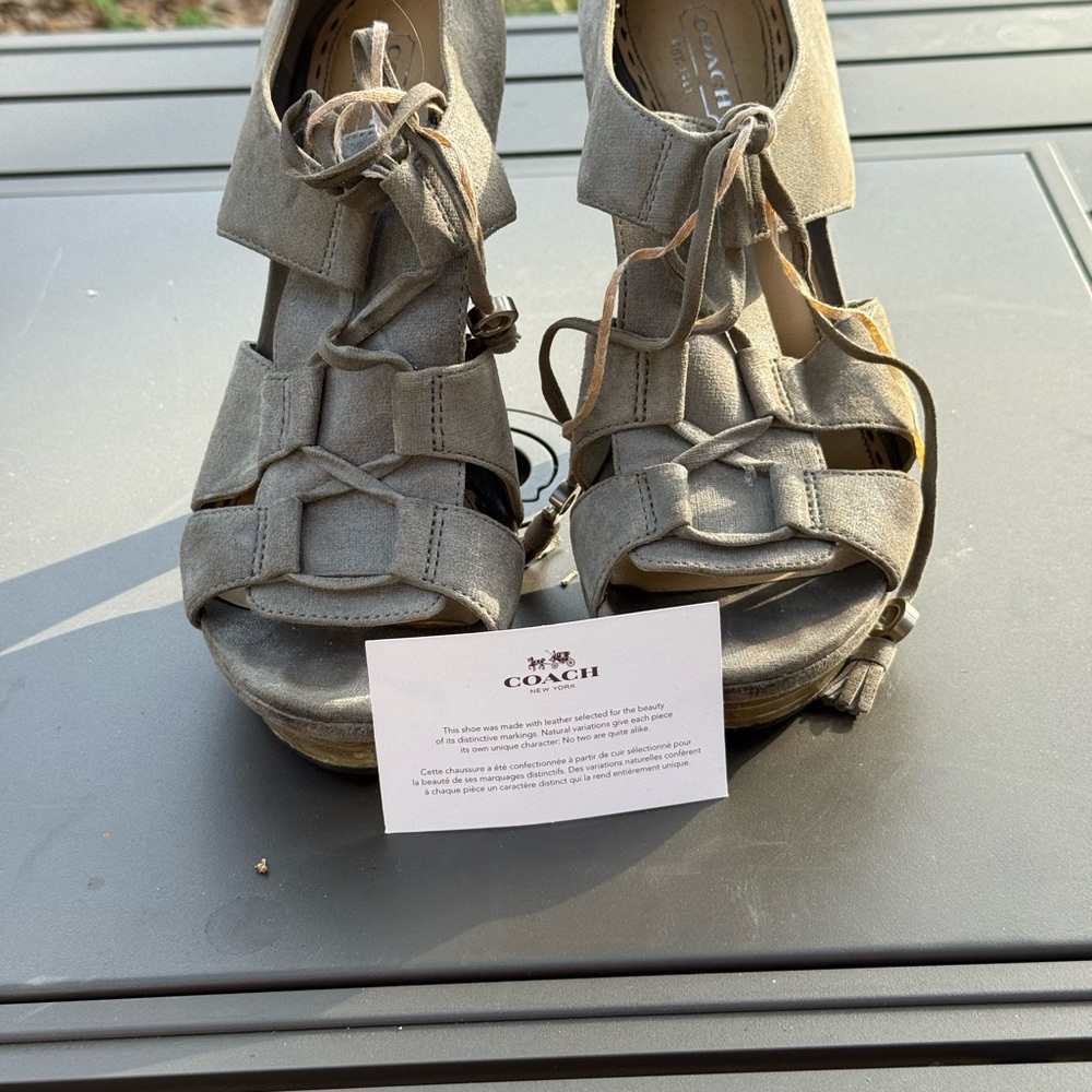 Coach Gray High Heel Strappy Sandals